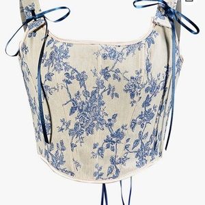 Blue Floral Corset Top